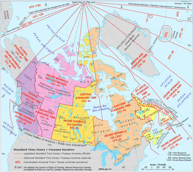 カナダのタイムゾーン